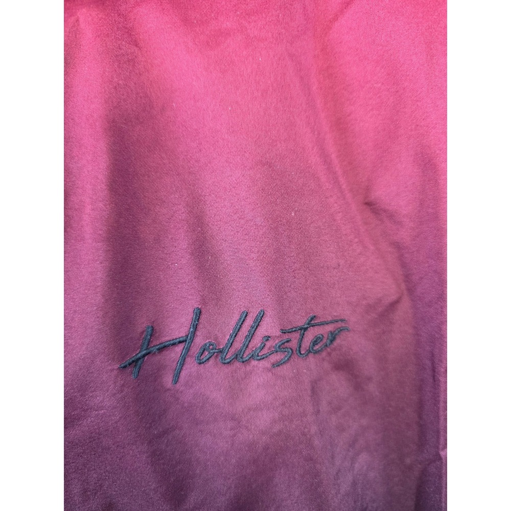 Hollister Mens Ombre Windbreaker Jacket Burgundy Black Fleece Lined X-Small XS - Picture 4 of 9
